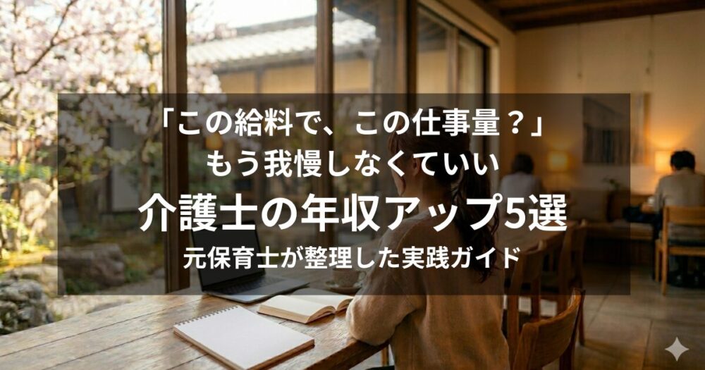 介護士の年収アップ5選｜給料が上がらず悩む介護士に元保育士れいが解説する実践ガイドのアイキャッチ